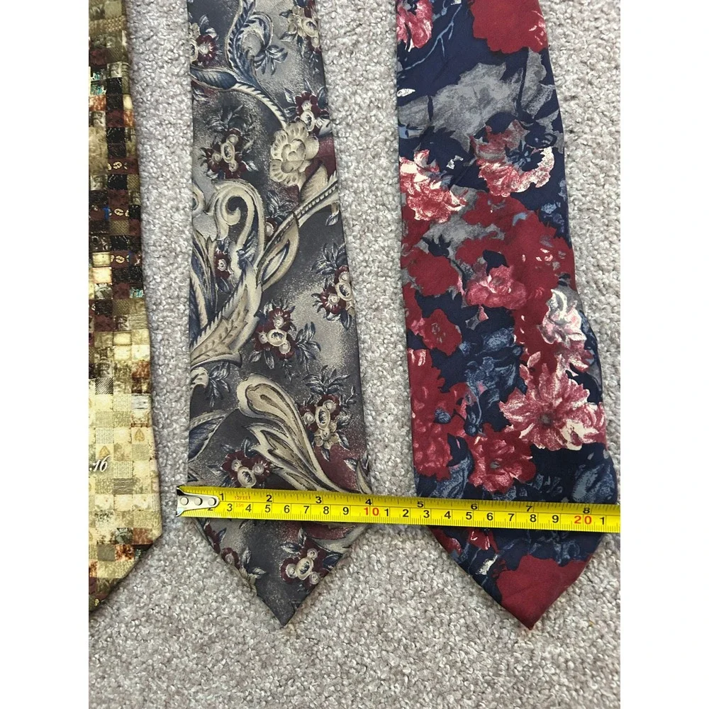 Academia Office Aesthetic Necktie 4 Lot Mens Multicolor Excellent Paisley Floral